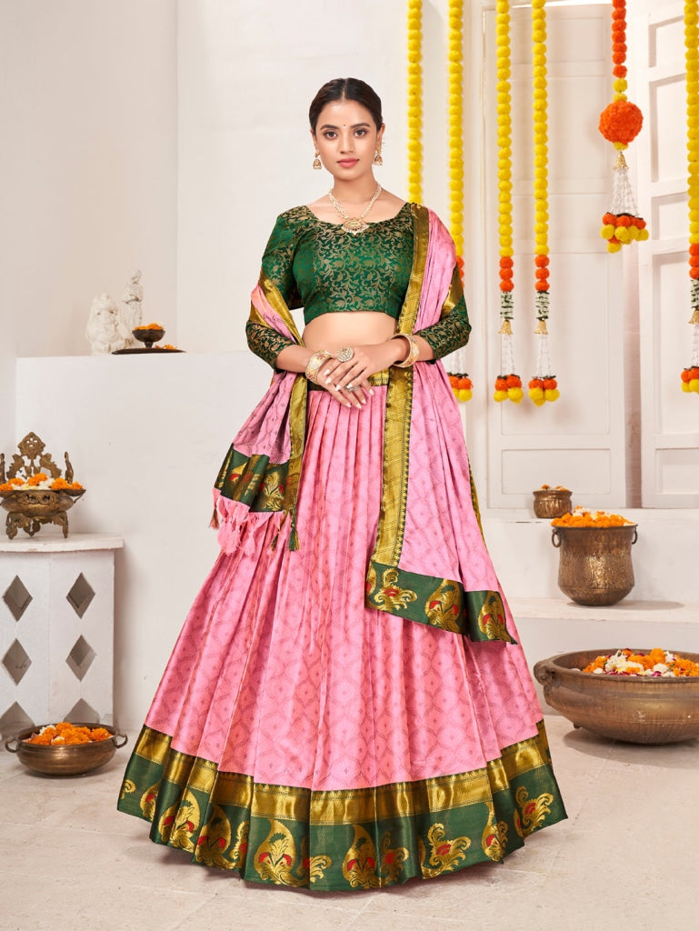 Pink Jacquard Silk Traditional Wedding Lehenga Choli Lehenga Choli