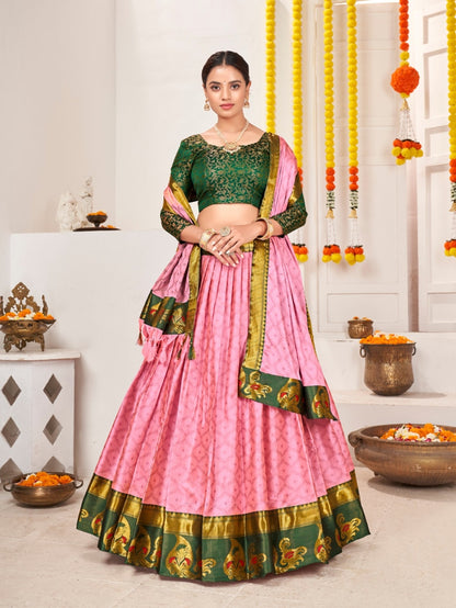 Pink Jacquard Silk Traditional Wedding Lehenga Choli Lehenga Choli