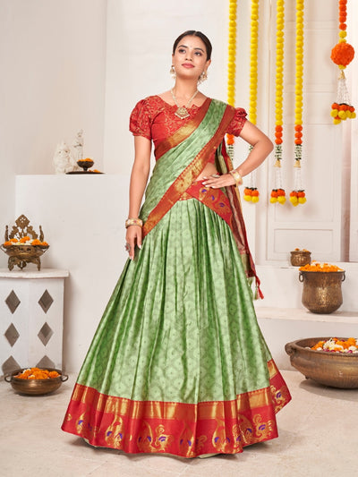 Pista Green Jacquard Silk Traditional Wedding Lehenga Choli Lehenga Choli