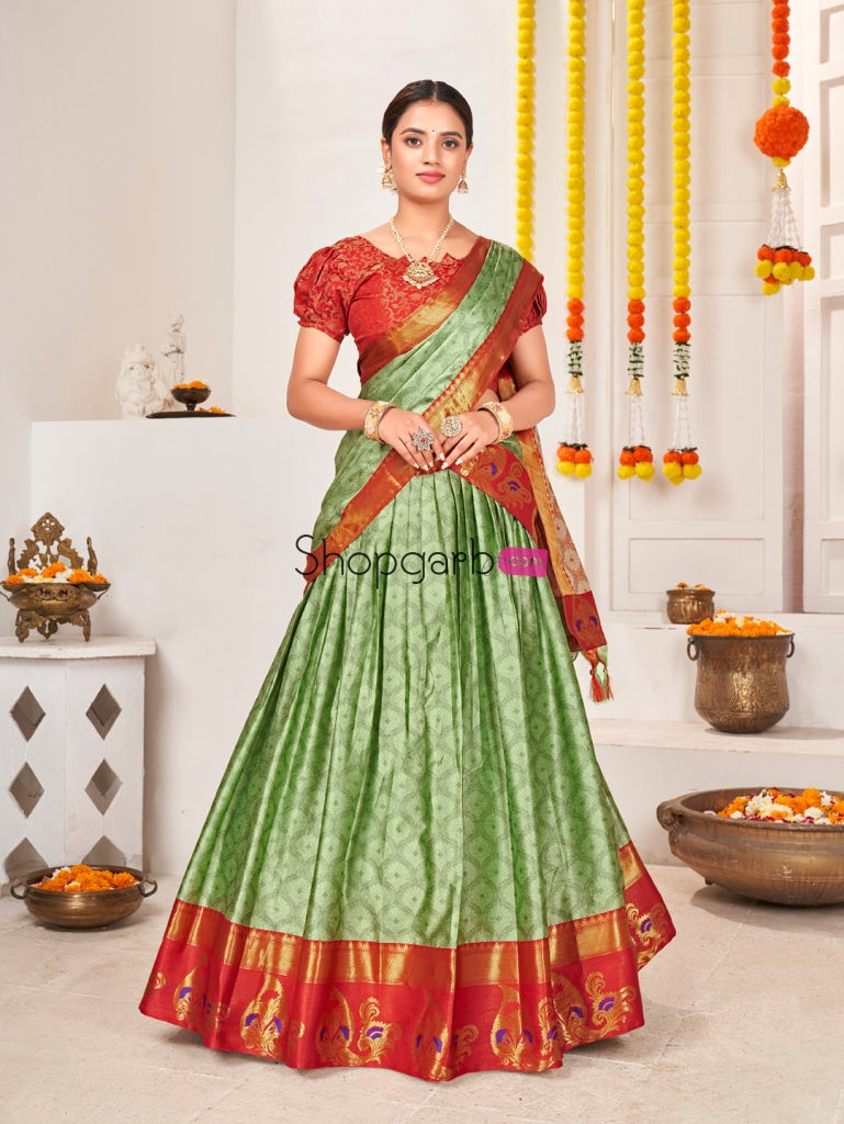 Pista Green Jacquard Silk Traditional Wedding Lehenga Choli Lehenga Choli