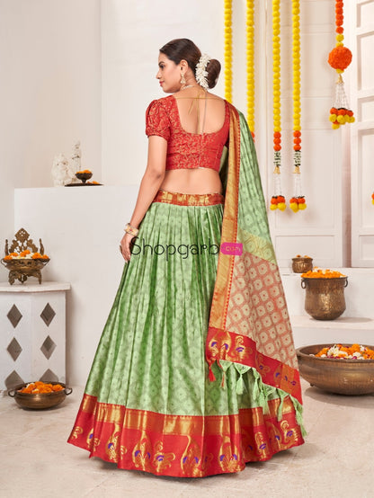Pista Green Jacquard Silk Traditional Wedding Lehenga Choli Lehenga Choli