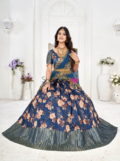 Pure South Indian Half Saree Style Lehenga Choli With Voni Lehenga Choli