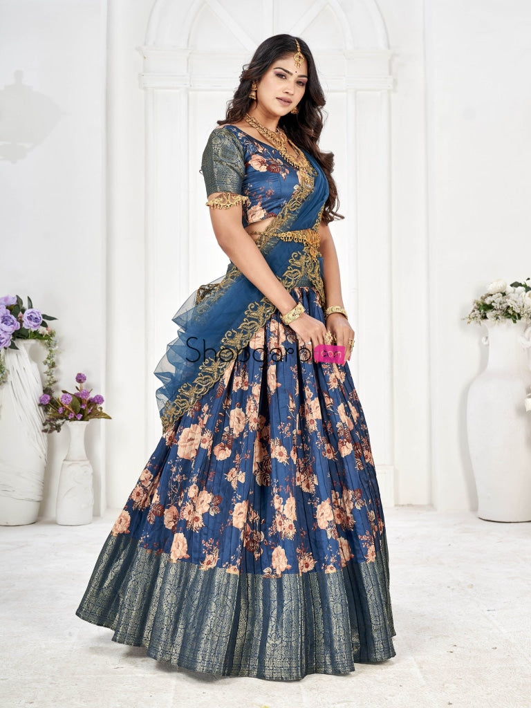 Pure South Indian Half Saree Style Lehenga Choli With Voni Lehenga Choli