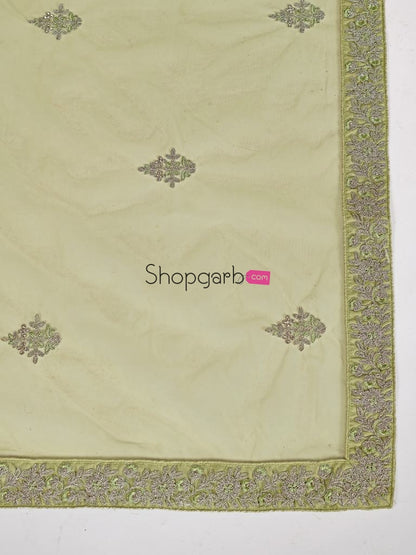 Stylish Sea Green Embroidered Sangeet Special Lehenga And Blouse With Dupatta