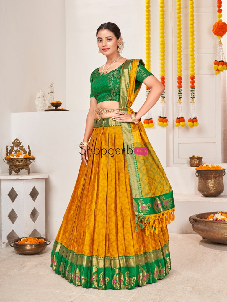 Sunshine Orange Jacquard Silk Traditional Wedding Lehenga Choli Lehenga Choli
