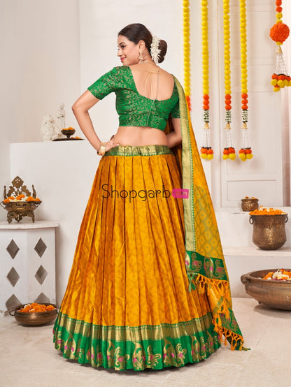 Sunshine Orange Jacquard Silk Traditional Wedding Lehenga Choli Lehenga Choli
