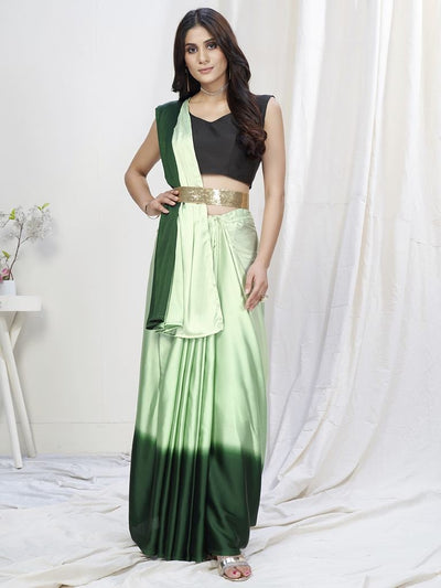 Two-Toned Green Lycra Based Saree