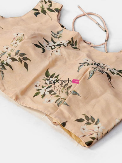 Victory India Girls Cream Digital Printed Semi-Stitched Lehenga And Unstitched Blouse With Dupatta